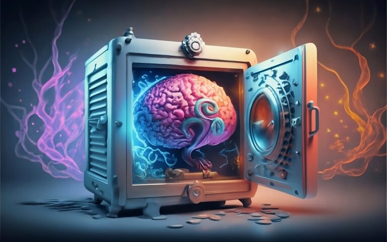 a bank safe with a brain bursting out of it vib tcfzKaqpY transformed