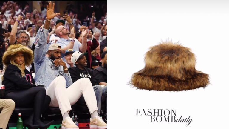 Fashion Bomb Accessories You Ask We Answer Savannah James Attended the NBA Playoffs with LeBron James in a 160 Brown Tyler Lambert Furry Bucket Hat feat image