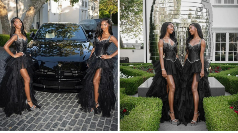 Fashion Bomb Prom Duo Jessie and DLila Combs Attended Prom in Custom Black Kellie Ford Embellished Gowns feat image