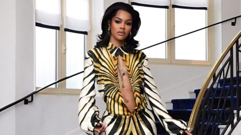 Teyana Taylor Attended the 2024 Cannes Film Festival in a Multicolored Roberto Cavalli Look feat image