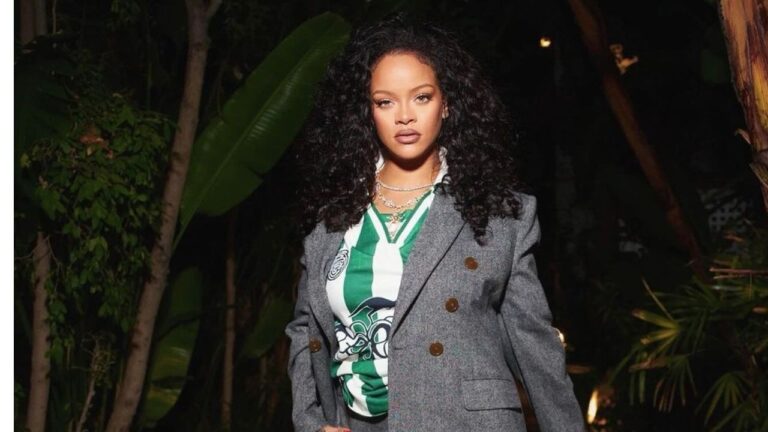 Rihanna Posed in a Fenty X Puma Grey Suit and Jersey for the Joint Venture Launch on Oct 16th feat