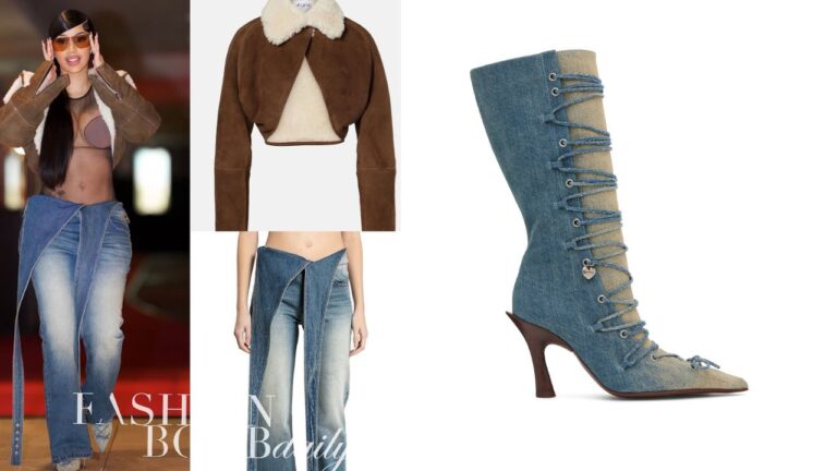 Cardi B Splurged on Holiday Gifts in a 5773 Maison Alaia Sherling Jacket with a Nensi Dojaka Body Suit and 363 Blue YProject Jeans More feat 1