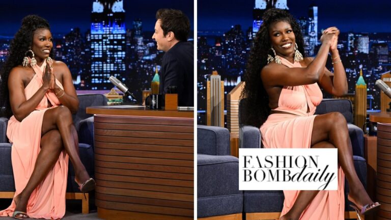 Bozoma Saint John Wore a Blush 287 J Angelique Tori Dress with Jessica Rich Heels to The Tonight Show with Jimmy Fallon feat image