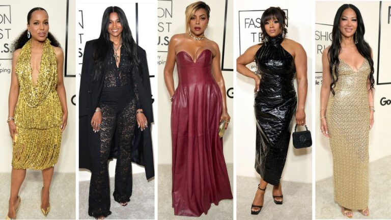 On the Scene at the Fashion Trust US Awards Kerry Washington in a Gold Beaded Burberry Gown Ciara in a Black Lace Dundas Look Taraji Henson in a Red Leather Simkhai Dress More Feat image