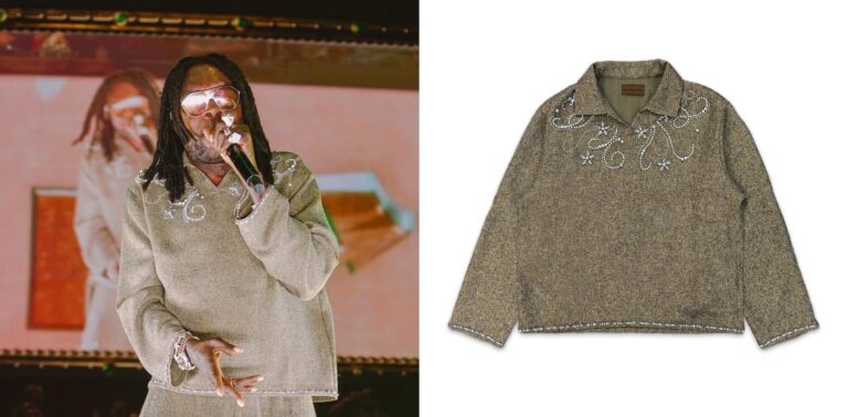 Vybz Kartel Wears a Birth of Royal Child Embellished Sweater Pant Set While Performing at Barclays Center copy